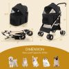 Foldable 3-In-1 Pet Stroller with Removable Seat Carrier - black - pets supplies