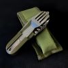 7 In 1 Multifunctional Outdoor Tableware Stainless Steel Foldable Fork Spoon Knife Picnic Camping Hiking Travelling Dinnerware - GREEN - SPAIN