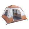 240*240*150cm Spring Quick Opening Four-Person Family Tent Camping Tent Brown - as picture