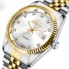 Women's Fashion Casual Quartz Watch Women's Business Stainless steel strap Calendar Watch - silver Gold