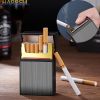 New Brushed Rechargeable USB Electric Lighter; Smoking Case; Cigarette Storage Containers; Plasma Lighter Cover - Black