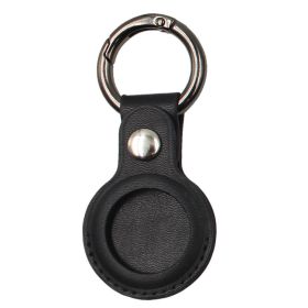 Compatible with Apple, Tracker Protective Cover Locator Anti-Lost Bag Close-Fitting Airtag Leather Case Keychain Manufacturer (Color: Black)