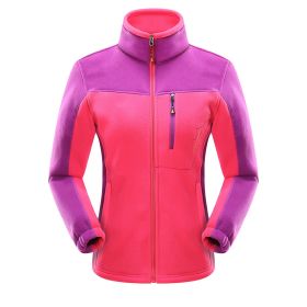 Cross-border Sources Of New Polar Fleece Warm Fleece Couple Cardigan Contrast (Option: Rose Red Girl-4XL)