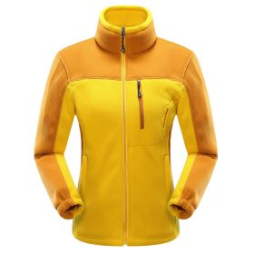 Cross-border Sources Of New Polar Fleece Warm Fleece Couple Cardigan Contrast (Option: Yellow female-5XL)