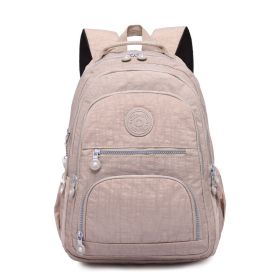 Tegaote Middle School Backpack Nylon Waterproof Large Capacity Simple And Lightweight Computer Bag (Option: Khaki-T1377)