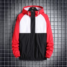 Fashionable Hooded Solid Color Coat Casual Jacket (Option: Red-XL)