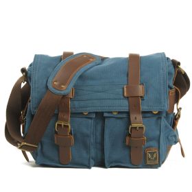 Men's Crossbody Canvas Shoulder Bag (Color: Blue)