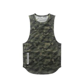 Mens Sports Vest Summer Quick Drying (Option: Green camouflage light board-L)