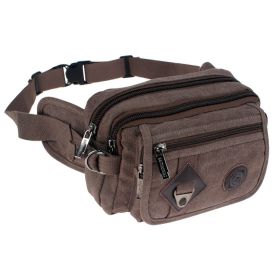 Outdoor Sports Running Canvas Crossbody Waist Bag (Color: Coffee)